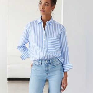AYR the deep end stripe button down blouse